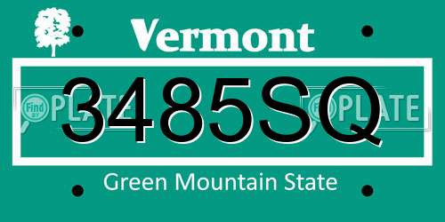 3485SQ Vermont License Plate