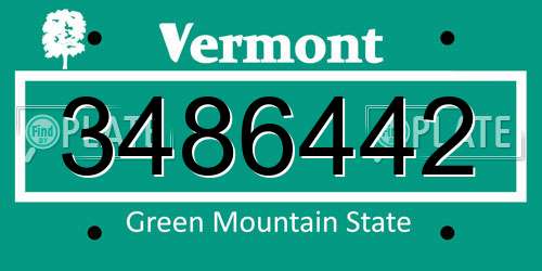 3486442 Vermont License Plate