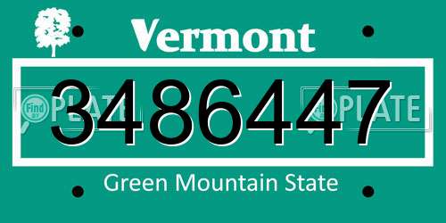 3486447 Vermont License Plate