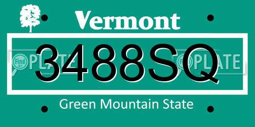 3488SQ Vermont License Plate