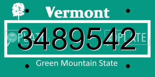 3489542 Vermont License Plate
