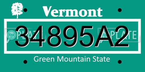 34895A2 Vermont License Plate