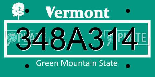348A314 Vermont License Plate