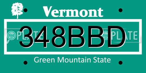 348BBD Vermont License Plate