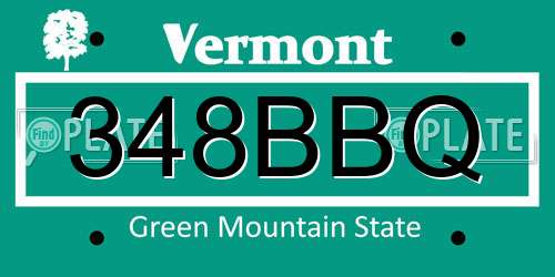 348BBQ Vermont License Plate