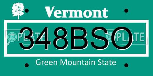 348BSO Vermont License Plate