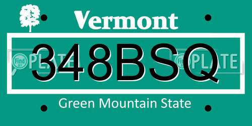 348BSQ Vermont License Plate