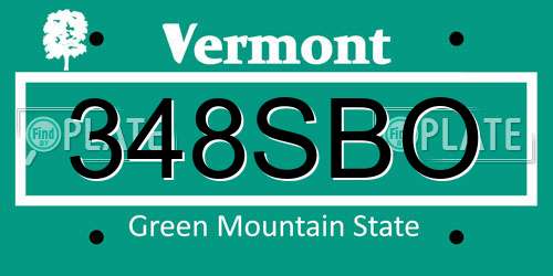 348SBO Vermont License Plate