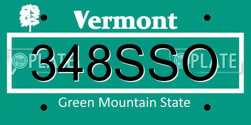 348SSO Vermont License Plate