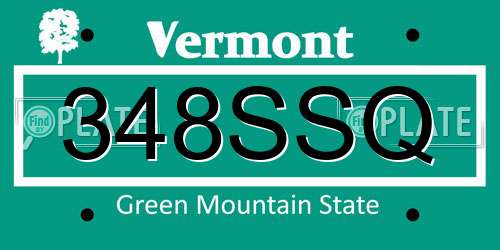 348SSQ Vermont License Plate