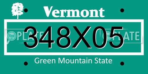 348X05 Vermont License Plate