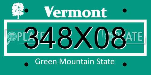 348X08 Vermont License Plate