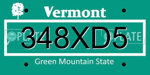 348XD5 Vermont License Plate
