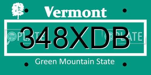 348XDB Vermont License Plate