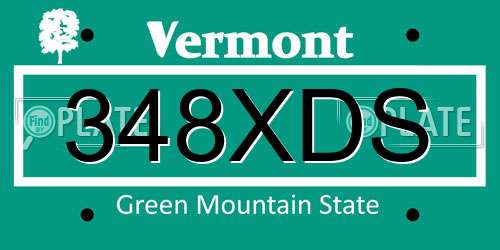 348XDS Vermont License Plate