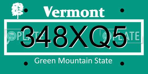 348XQ5 Vermont License Plate