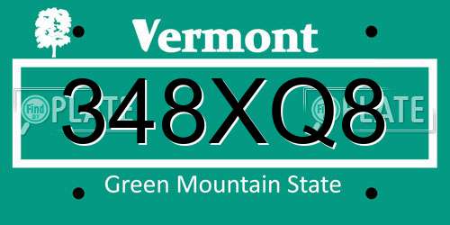 348XQ8 Vermont License Plate