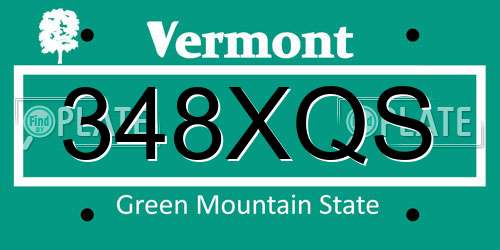 348XQS Vermont License Plate