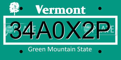 34A0X2P Vermont License Plate