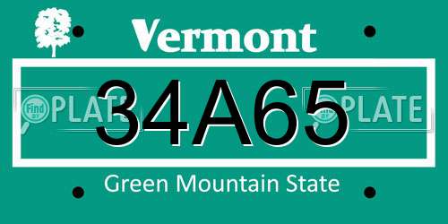 34A65 Vermont License Plate