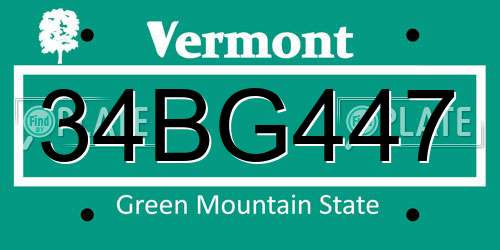 34BG447 Vermont License Plate
