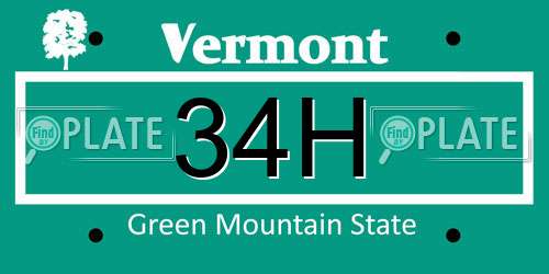 34H Vermont License Plate