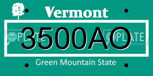 3500AO Vermont License Plate