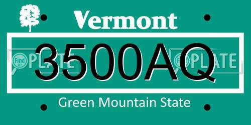3500AQ Vermont License Plate