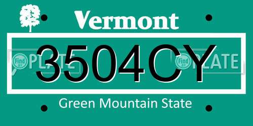 3504CY Vermont License Plate