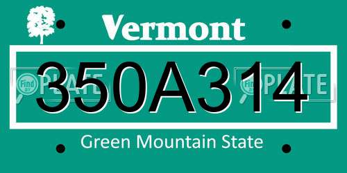 350A314 Vermont License Plate