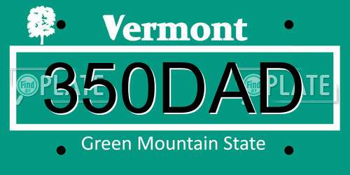 350DAD Vermont License Plate