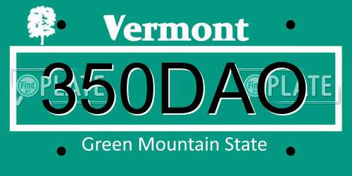 350DAO Vermont License Plate