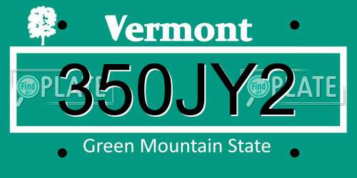 350JY2 Vermont License Plate