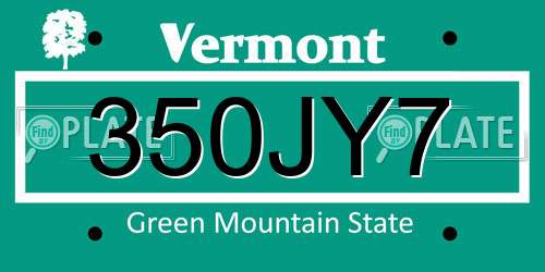 350JY7 Vermont License Plate