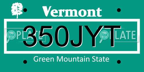350JYT Vermont License Plate