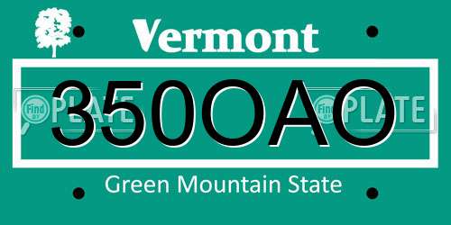 350OAO Vermont License Plate