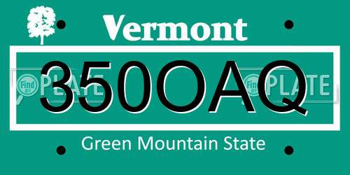 350OAQ Vermont License Plate
