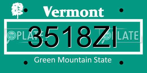 3518ZI Vermont License Plate