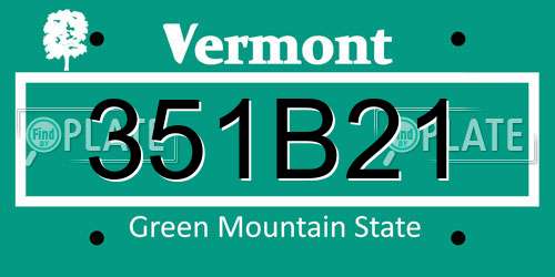351B21 Vermont License Plate