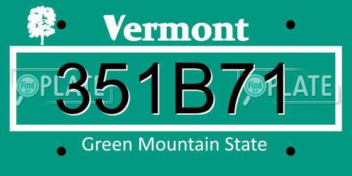 351B71 Vermont License Plate
