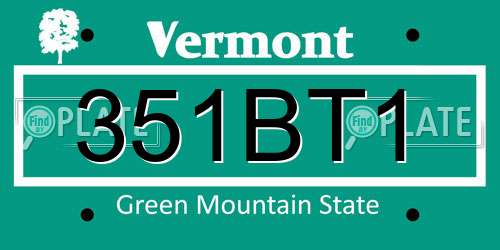 351BT1 Vermont License Plate