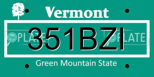 351BZI Vermont License Plate