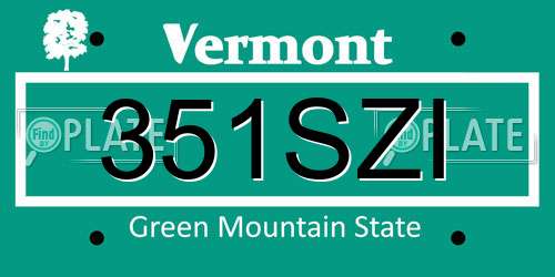 351SZI Vermont License Plate