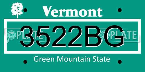 3522BG Vermont License Plate