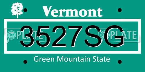 3527SG Vermont License Plate