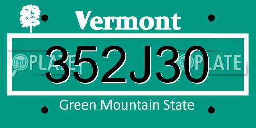 352J30 Vermont License Plate