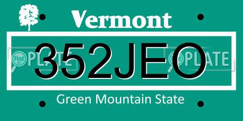 352JEO Vermont License Plate