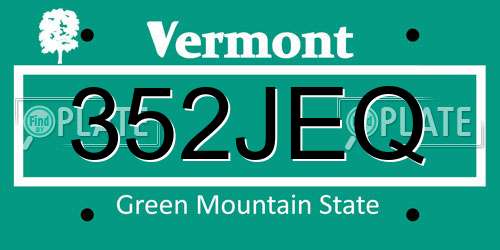 352JEQ Vermont License Plate