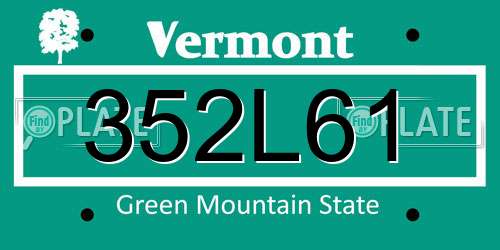 352L61 Vermont License Plate