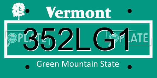 352LG1 Vermont License Plate